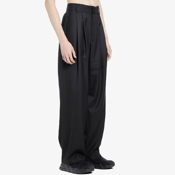 

27-44 2019 men's clothing hair stylist catwalk original failure deconstruction profile burr pants trousers plus size costumes, Black
