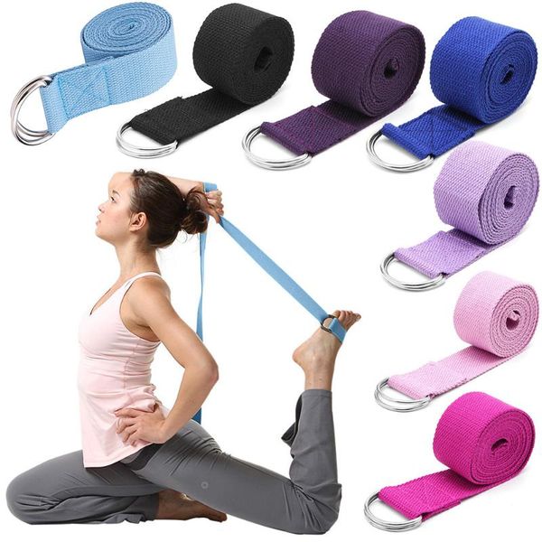 

yoga stretch strap multi-color adjustable belt sport indoor yoga belt d-ring gym waist leg fitness exercise gym equipment 4