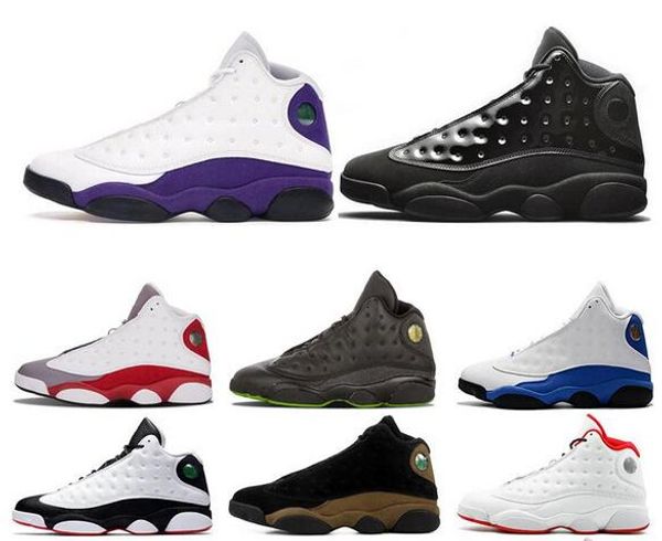 

13 13s mens basketball shoes court purple he got game black cat melo dirty bred sports sneakers shoes size 7-13