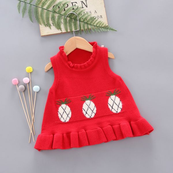 

diimuu children girl sweaters vest baby cute knitting wool pullovers clothes kids pineapple print clothing 1 2 3 4 years, Blue