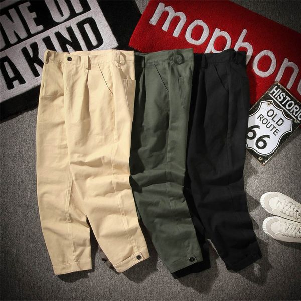 

man pants summer men summer solid color casual pants fitness fitness trousers nine harem men, Black