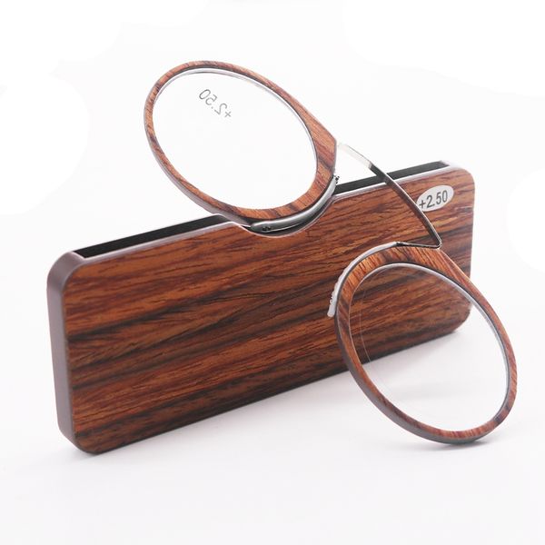 

wood grain mini reading glasses nose clip men portable stainless steel retro ultra light presbyopic glasses women tr90 gafas+275, White;black