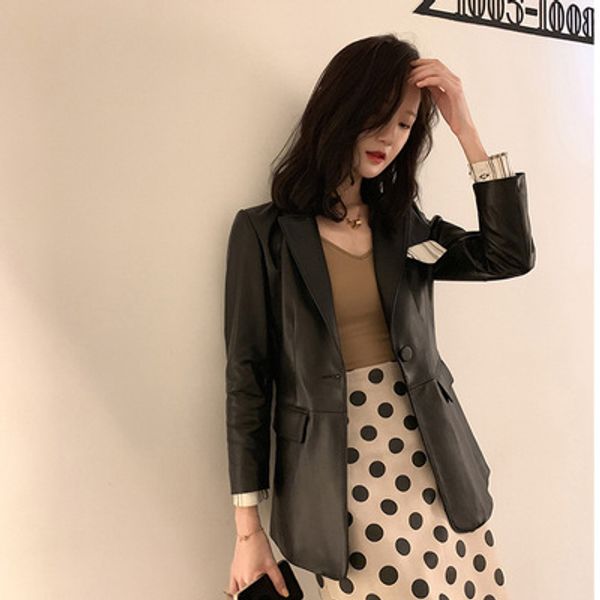 

2019 new fashion genuine sheep leather jacket g9, Black