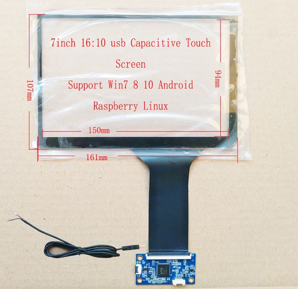 

n070icg 7 inch dedicated usb interface capacitive touch screen 16:10 support win7 win8 win10 raspberry pi android linux car
