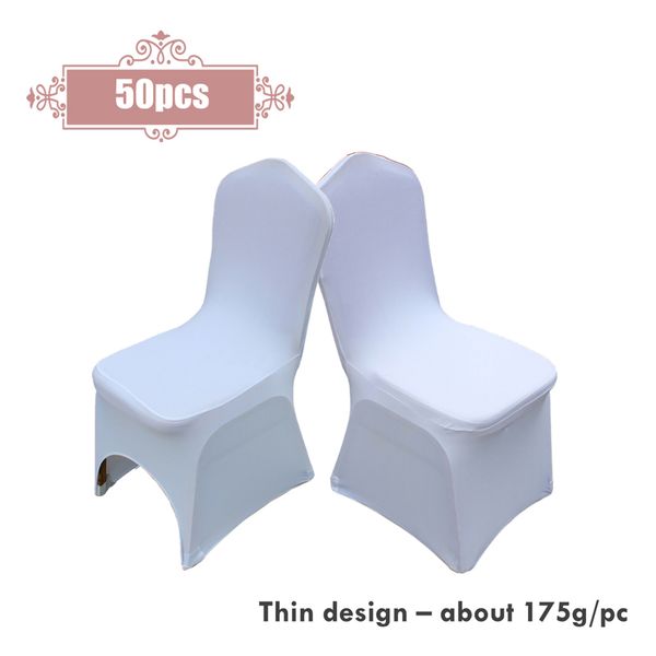 

50pcs/lot universal white stretch polyester chair cover for wedding party banquet decoration l dinning chair decor