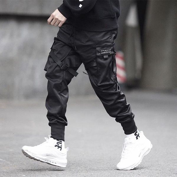 

cargo pants мужчины hip hop long pant мульти карманной модная и повседневных брюки гок моды нога hip hop leisure брюки cargo harajuku брюки, Black