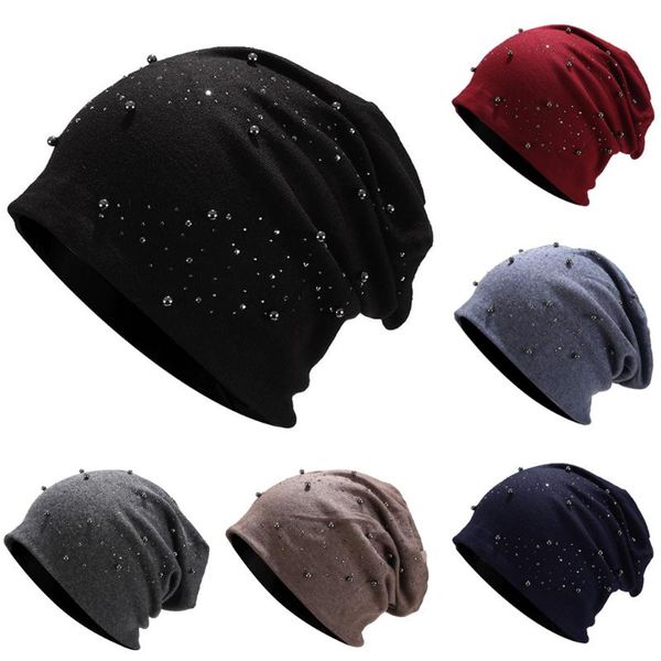 

fashion pearl hats women winter knitted caps soft beanie women's hat female cap girls skullies beanies gorros mujer invierno #y2, Blue;gray