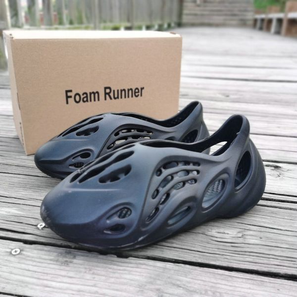 

летняя пена бегун вода обувь пляж слайд тапочки сандалии отверстие дышащий дизайнер для женщин мужчин kanye west повседневное скольжение на, Black