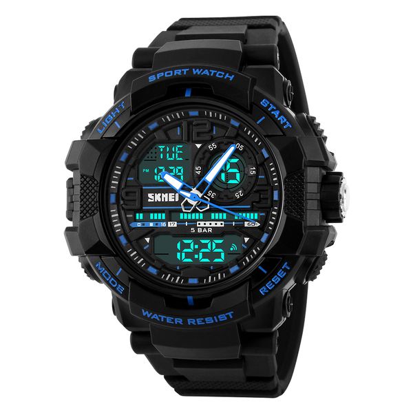 

skmei new sport watch men digital led display watches waterproof alarm dual display wristwatch relogio masculino 1164 zk20, Slivery;brown