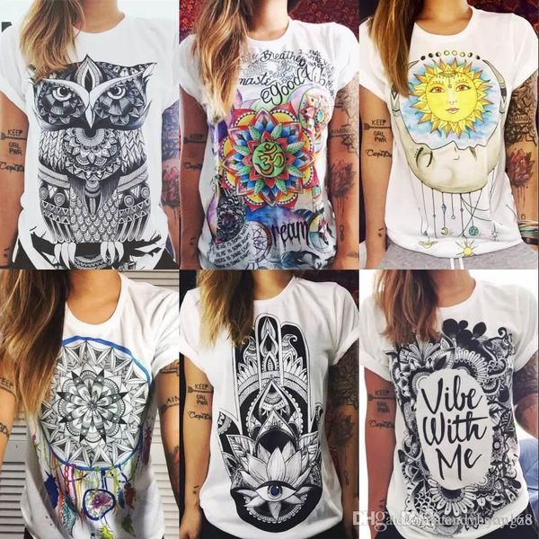 

fashion women t shirts summer short sleeve women printed letters t-shirts female vintage retro graffiti flower tee lady t shirts large, White