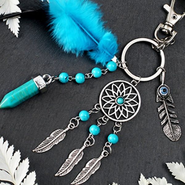 

dream catcher keychain women key ring handbag pendant charming bag chain bag jewelry lightweight bag accessories, Silver