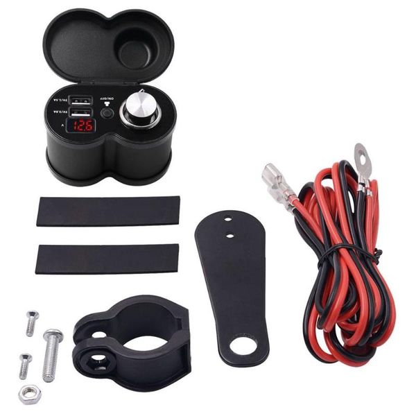 

multi-function rechargeable motorcycle cigarette lighter with digital display switch aluminum alloy waterproof car charging