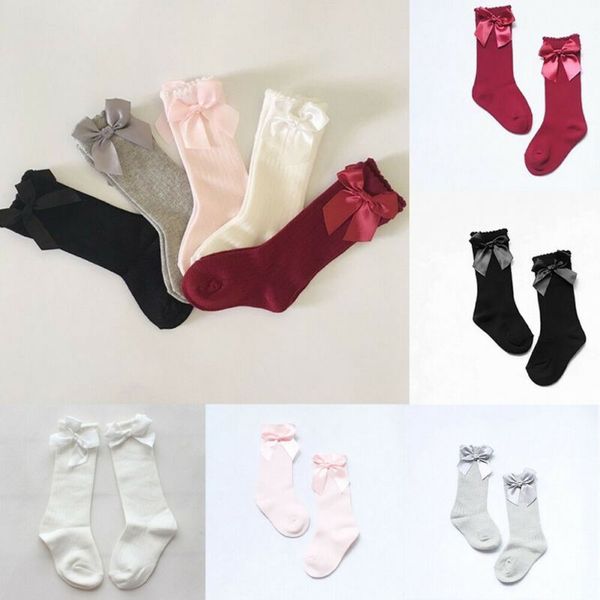 

toddler kid baby girl long socks knee high bow socks casual solid baby kids children sock 0-4t cotton cute lovely gifts new, Pink;yellow