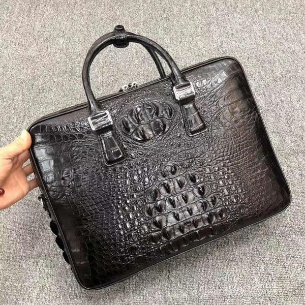 

2020 ss genuine leather mens briefcase bags double zipper crocodile leather handbags men fashion lapbags briefcase