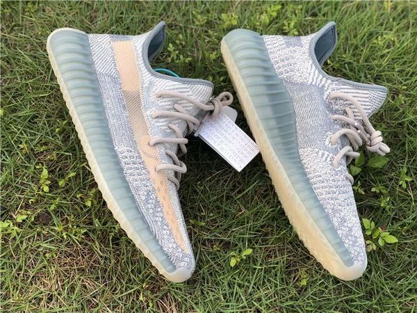 

2020 authentic kanye west linen cinder running shoes women men israfil zyon sulfur 3m reflective man designer shoes fz5421 with box