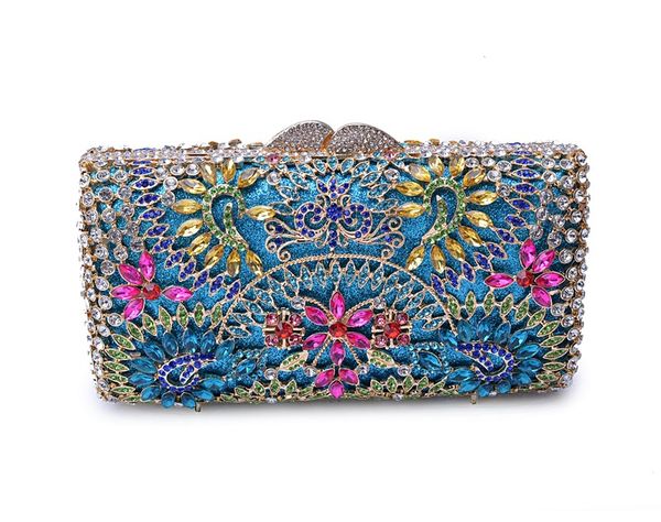 

luxurious crystal packed with diamond ladies dinner party handbag bride bag flower inlaid diamond bag