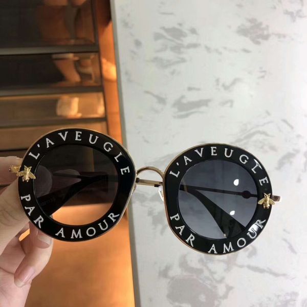 

metal black women round sunglasses 0113 box glasses sun uv with sunglasses lens new gold protection, White;black