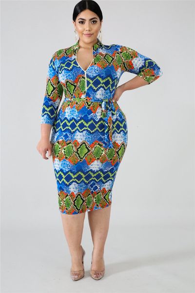 

4xl женщин дизайнерские платья лето цифровой печать молния платье свободного покроя bodycon платья с поясом, Black;gray