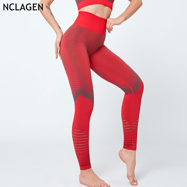 

leggings sport women fitness push up yoga pants high waist elastic gym trousers squat proof hollow out running tights loozykit, White;red