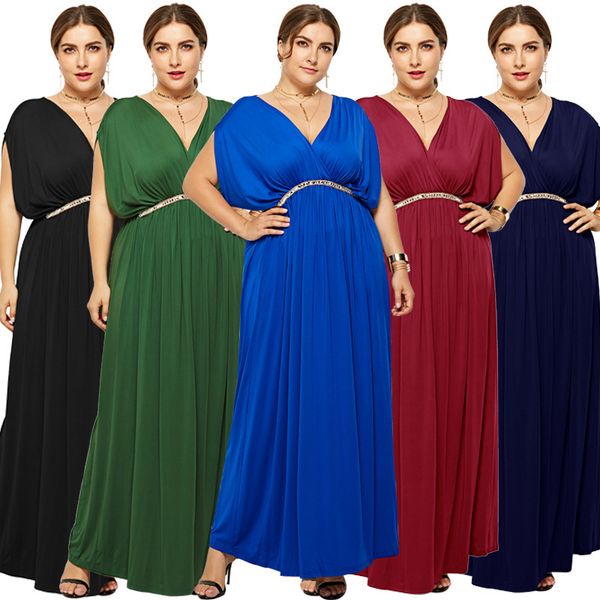 

womens designer solid color banquet dress v-neck long sleeve hip split dress 1iic, Black;gray