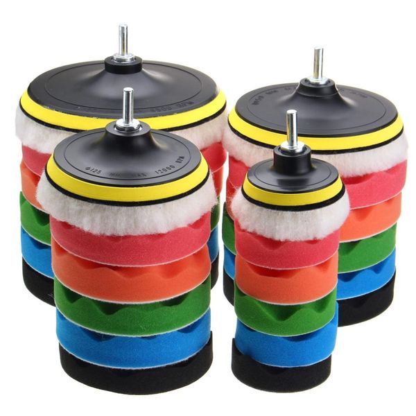 

7pcs 3"5"6"7"sponge polishing waxing buffing pads kit compound-polishing-auto car drill adapter