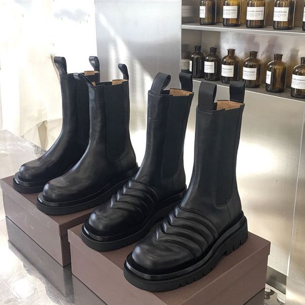 round toe black leather ankle boots