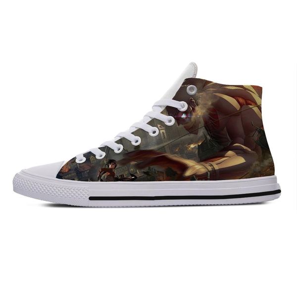 

latest attack on titan leisure shoes lightweight fashion plimsolls breathable casual canvas shoes high-canvas, Black