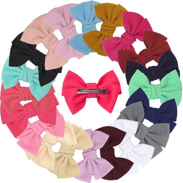 20pcs / lot meninas grandes laços de veludo Hairbow 5,5 polegadas Bow Com / Sem Clipes Mulheres Doce Cabelo Acessórios Crianças Headwear