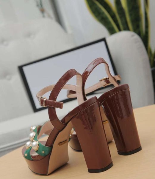 

latest classic series of waterproofing high heel sandals are made of imported cow's lacquer leather with unique braide, Black