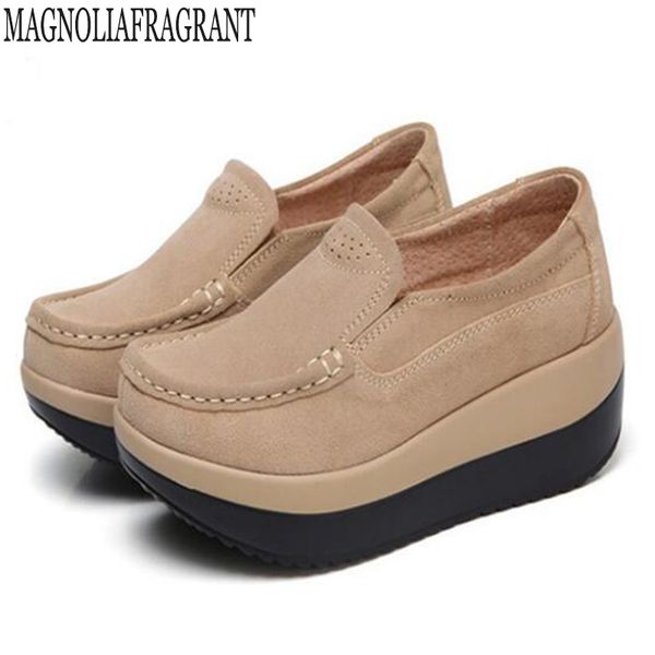 

2020 spring genuine leather mother casual woman shoes swing shoes women slip-resistant wedges platform women y715, Black