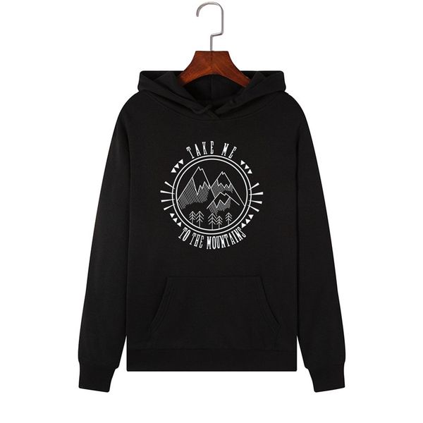 

2019 new mountain версия для печати толстовки женщины hoodie пуловер с длинным рукавом одежда теплый толстовка с капюшоном зимнее пальто жен, Black