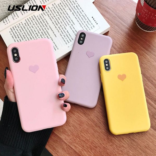 

USLION цвета конфеты чехол для iPhone 11 Pro XR XS X Xs Max Love Heart телефон Обложка для iPhone 6 6S 7 8 Plus