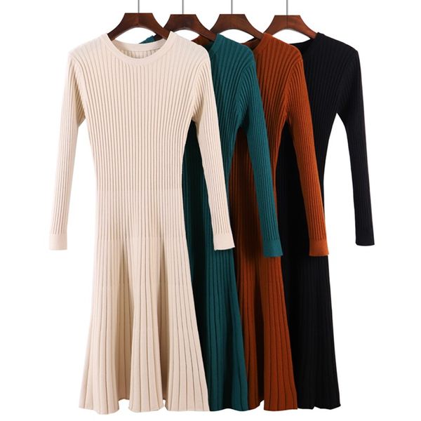 

ribbed knit sweater women pullover autumn winter long sleeve christmas sweater soft long female thick jumper pull femme hiver, White;black