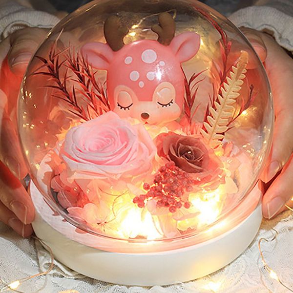 

christmas valentine's day creative gift eternal flower glass cover gift box decoration greeting card hot