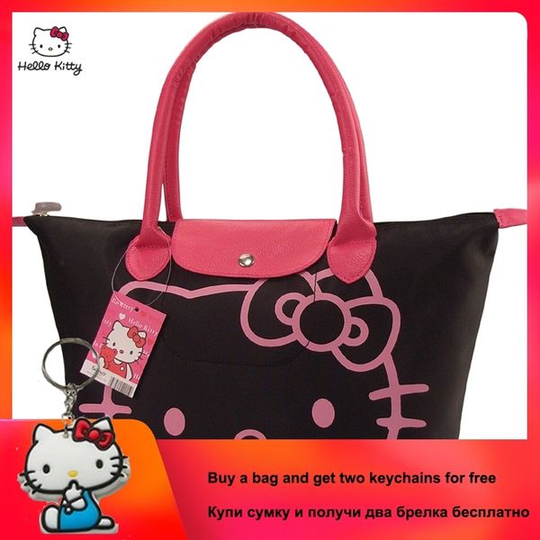 

2019 новый hello kitty моды портативный дамы сумки милый мультфильм большой емкости плеча холщовый мешок мешок муфты hk-213
