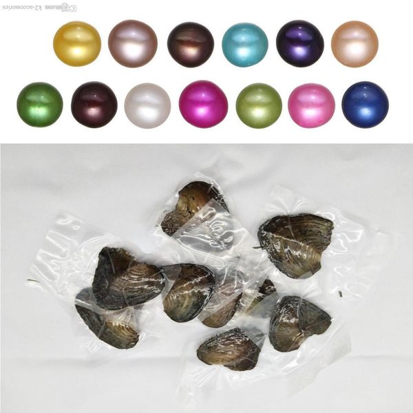 

gift freshwater natural akoya round pearls loose beads cultured freshwater oyster pearl 6-7mm mix colors, Black