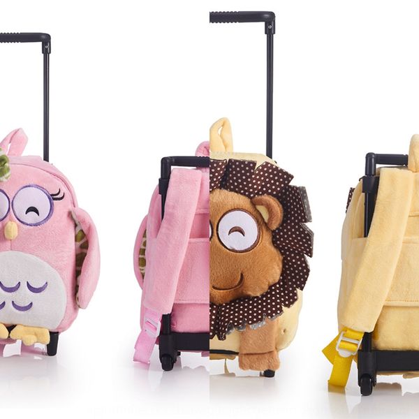 

children's dual-purpose tie-rod bag kindergarten hand-pushed pull type with backpack wheels mop bag baby cartoon backpack
