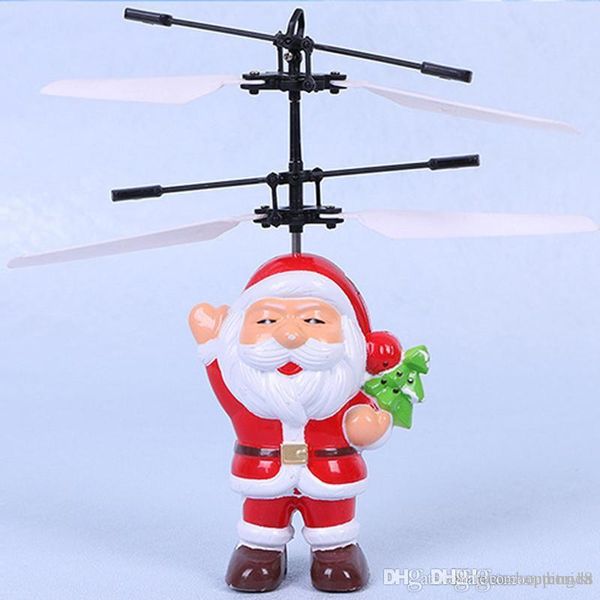 

electric infrared sensor flying ball santa claus led flashing light toys rc helicopter quadcopter drone toy kids christmas gifts t82