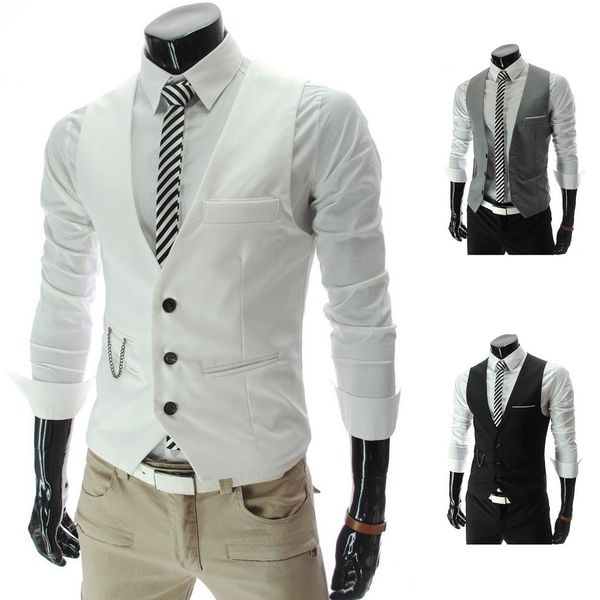 

zogaa 2019 new arrival vests for men slim fit mens suit vest male waistcoat male casual sleeveless formal business jacket, Black;white