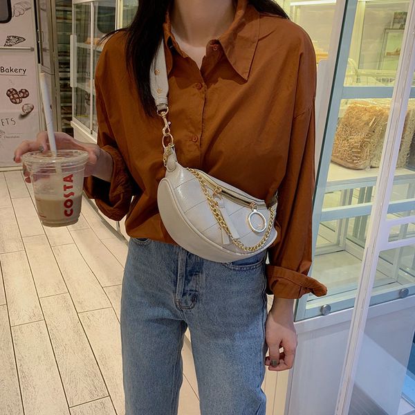 

new wild pockets female chest bag shoulder slung fashion chain bag