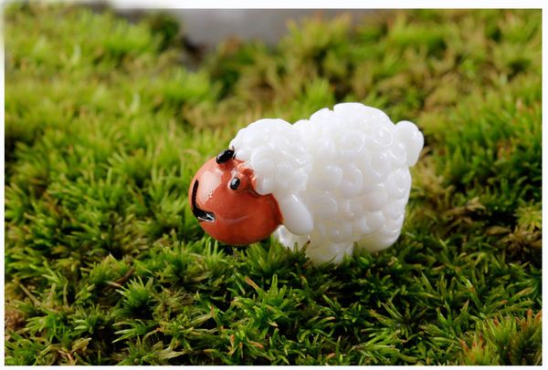

10pcs miniature animal cute mini kawaii cabochons sheep goat resin figurines micro landscape fairy garden terrarium accessories