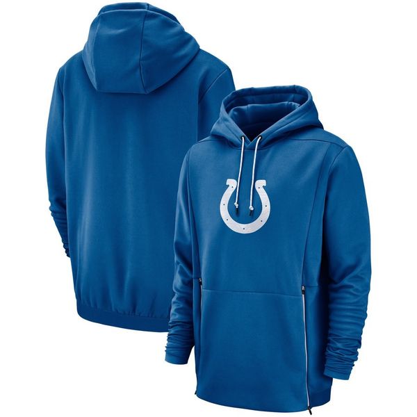 

2019 New Men Indianapolis Sweatshirt Colts Salute to Service Sideline Therma Performance Royal Blue Pullover Hoodie