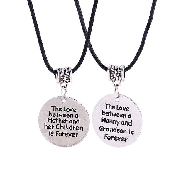 

2pcs personality round carved love word memorial necklace pu leather choker, Silver