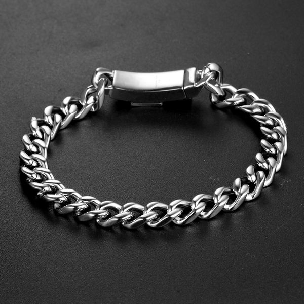 

037 ncient silver fashion punk bracelet for women diy bangle charms bracelets men pulseira jewelry gift, Black