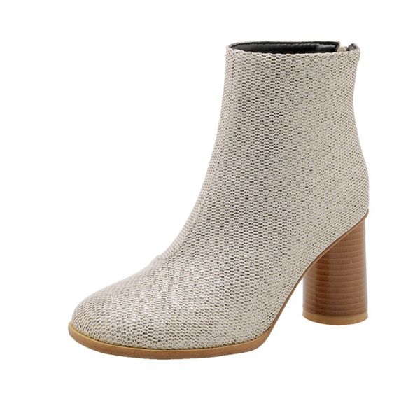 

woman super big size 32-48 new round toe med knee boots women casual increased high heel .5cm fashion warm shoes 77, Black