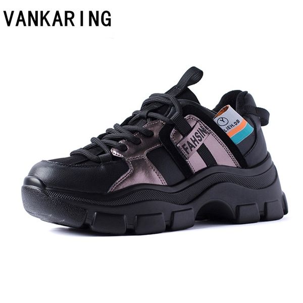 

fashion women genuine leather sneakers flats platforms corss-tied spring autumn casual shoes woman round toe flats sport shoes, Black