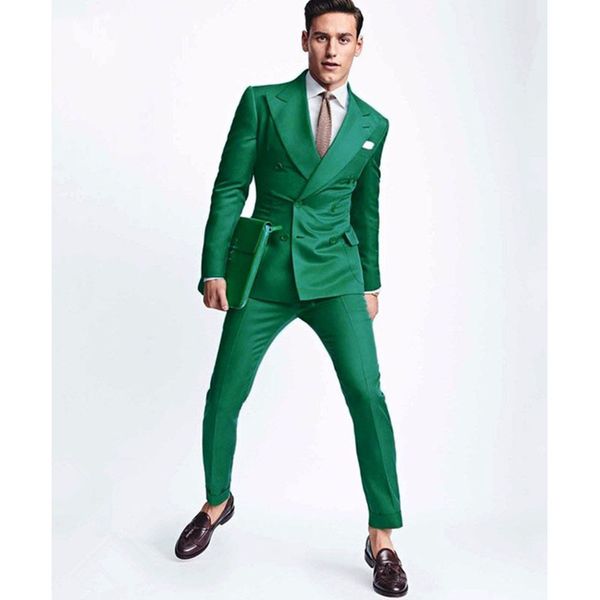 

2017 latest coat pant designs green men wedding suit slim fit 2 piece double breasted tuxedo custom groom prom blazer masculino, White;black
