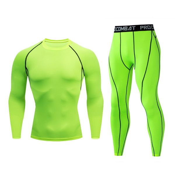 

2019 winter for men rash guard kit men long sleeve t-shirt + trousers mma compressed clothing thermal underwear, Gray