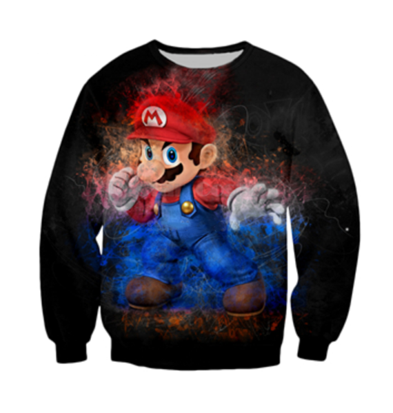 

2019 новые горячие продажа мода классический мультфильм super mario толстовка 3d печати одежда женщины мужчины unisxe повседневная верхняя о, Black