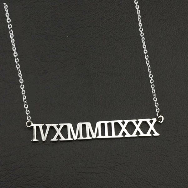 

personalized name jewelry custom nameplate necklace for women choker chain kettingen roman numerals voor vrouwen bridesmaid gift, Golden;silver